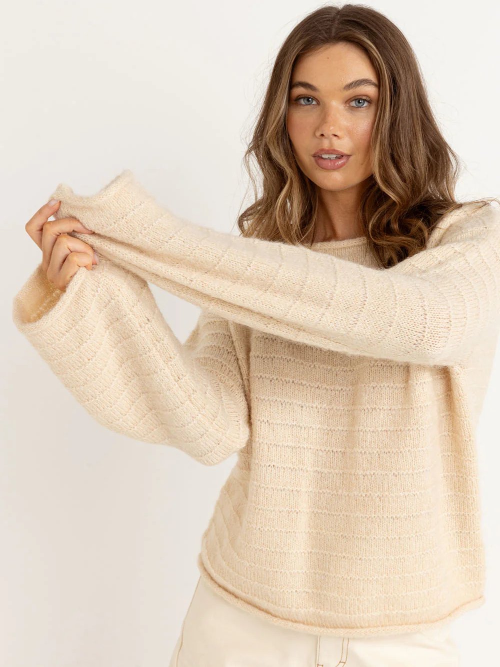 RHYTHM BAKLAVA KNIT SWEATER BEIGE