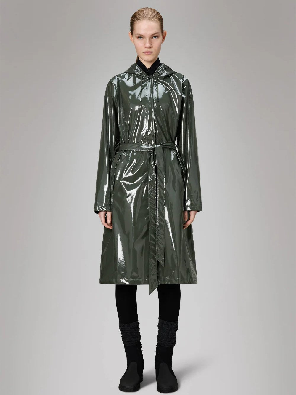 RAINS A-LINE LONGER JACKET SWAMP