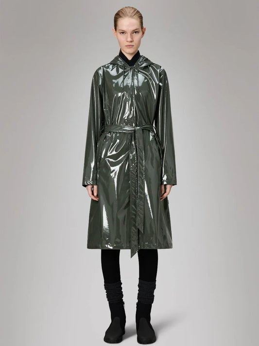 RAINS A-LINE LONGER JACKET SWAMP