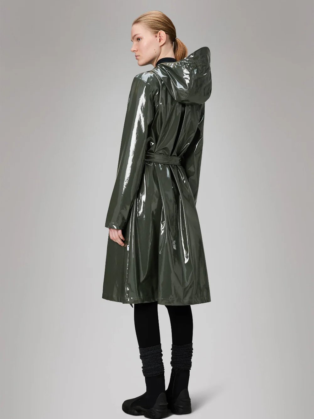 RAINS A-LINE LONGER JACKET SWAMP
