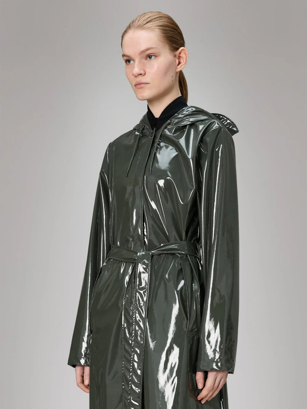 RAINS A-LINE LONGER JACKET SWAMP