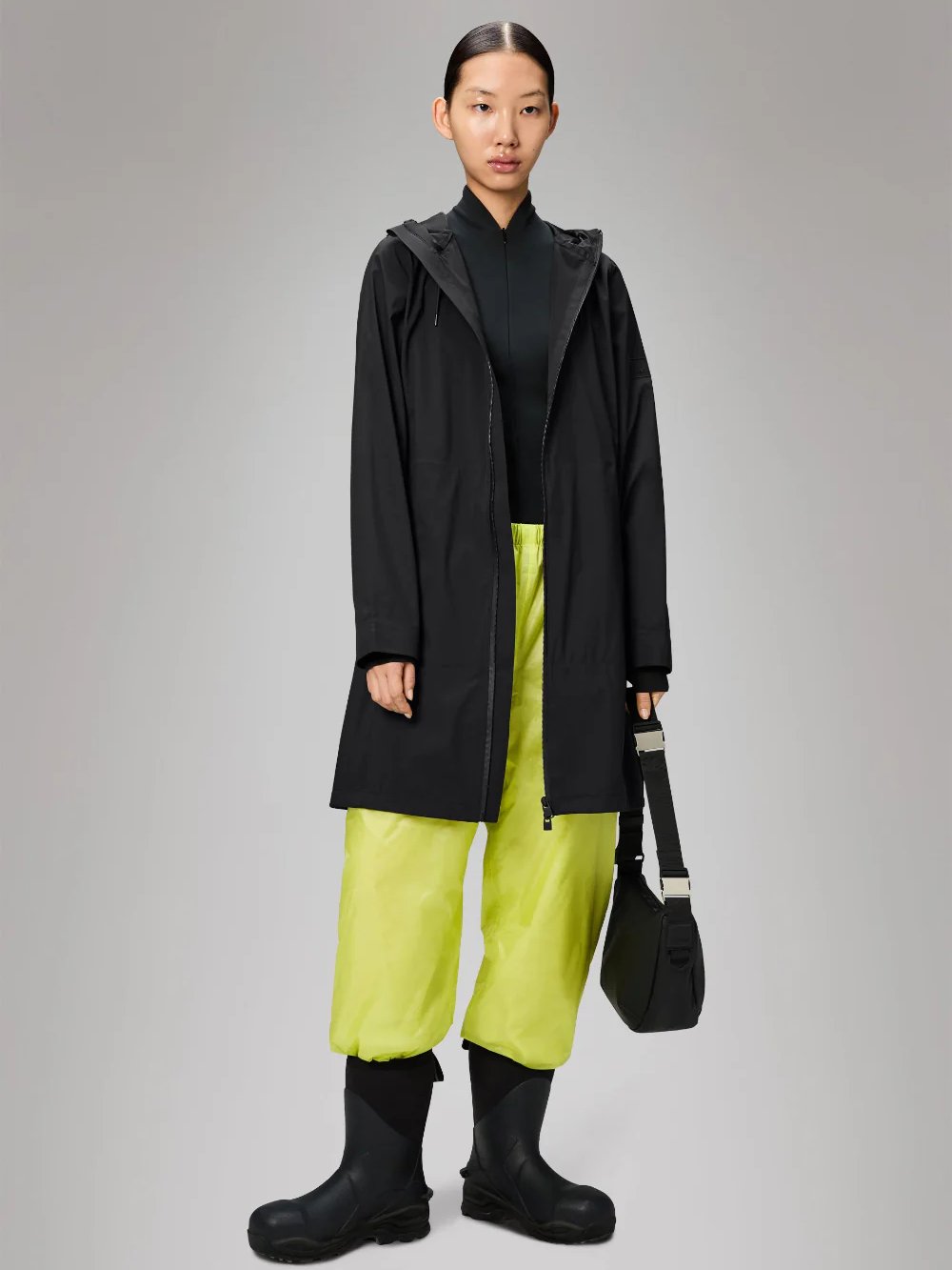 RAINS SUVA HARDSHELL LONG JACKET BLACK