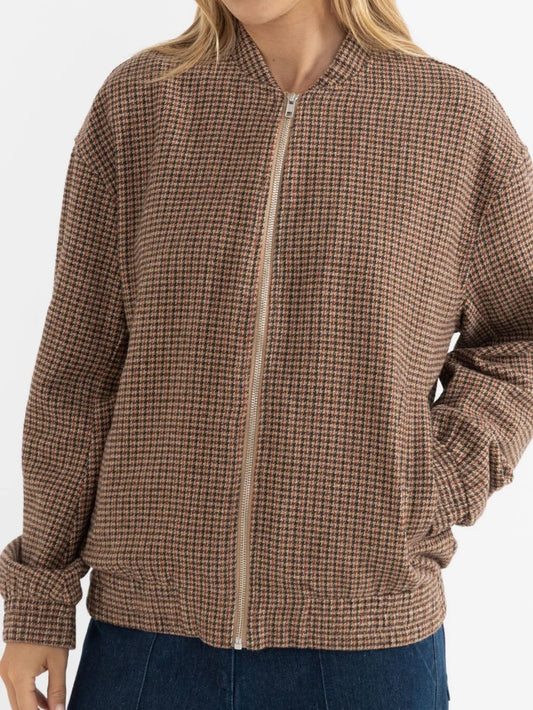 RHYTHM CHECK OVERSIZED BOMBER JACKET BROWN