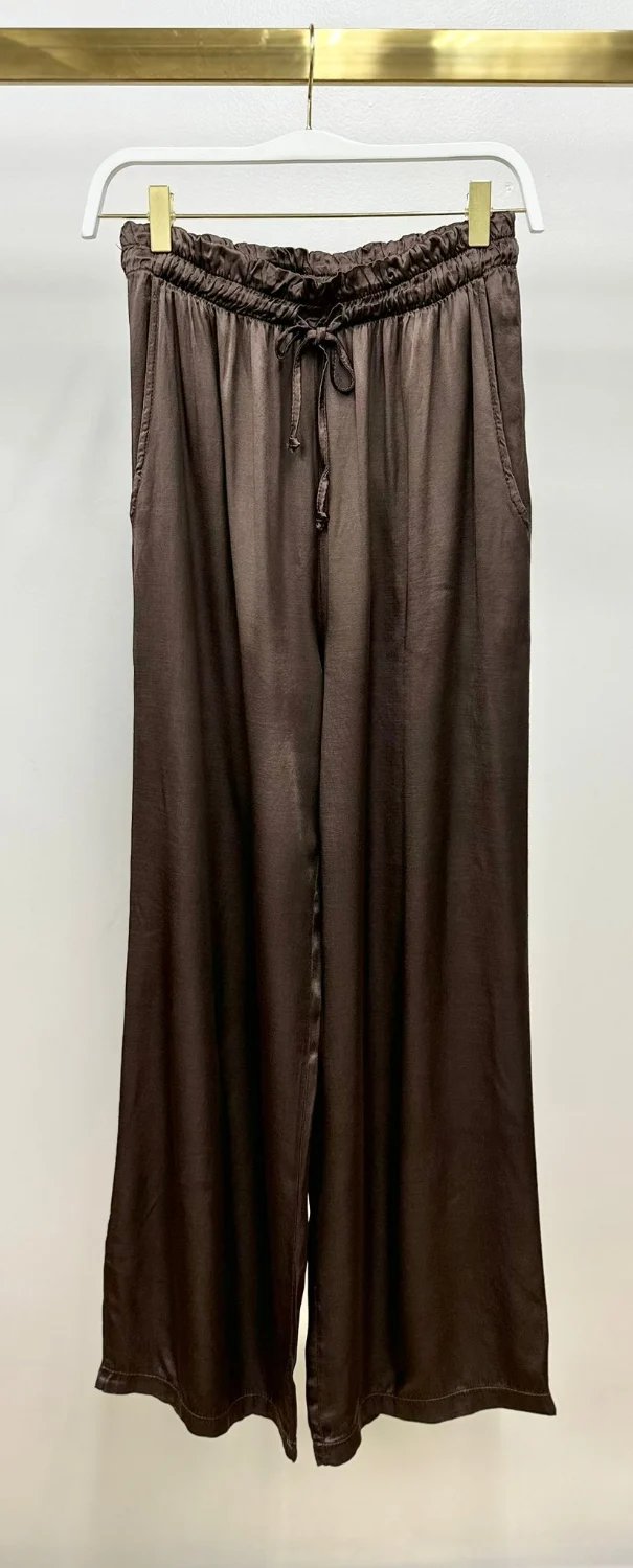 MILIO MILANO WIDE LEG PALAZZO PANTS CHOCOLATE BROWN