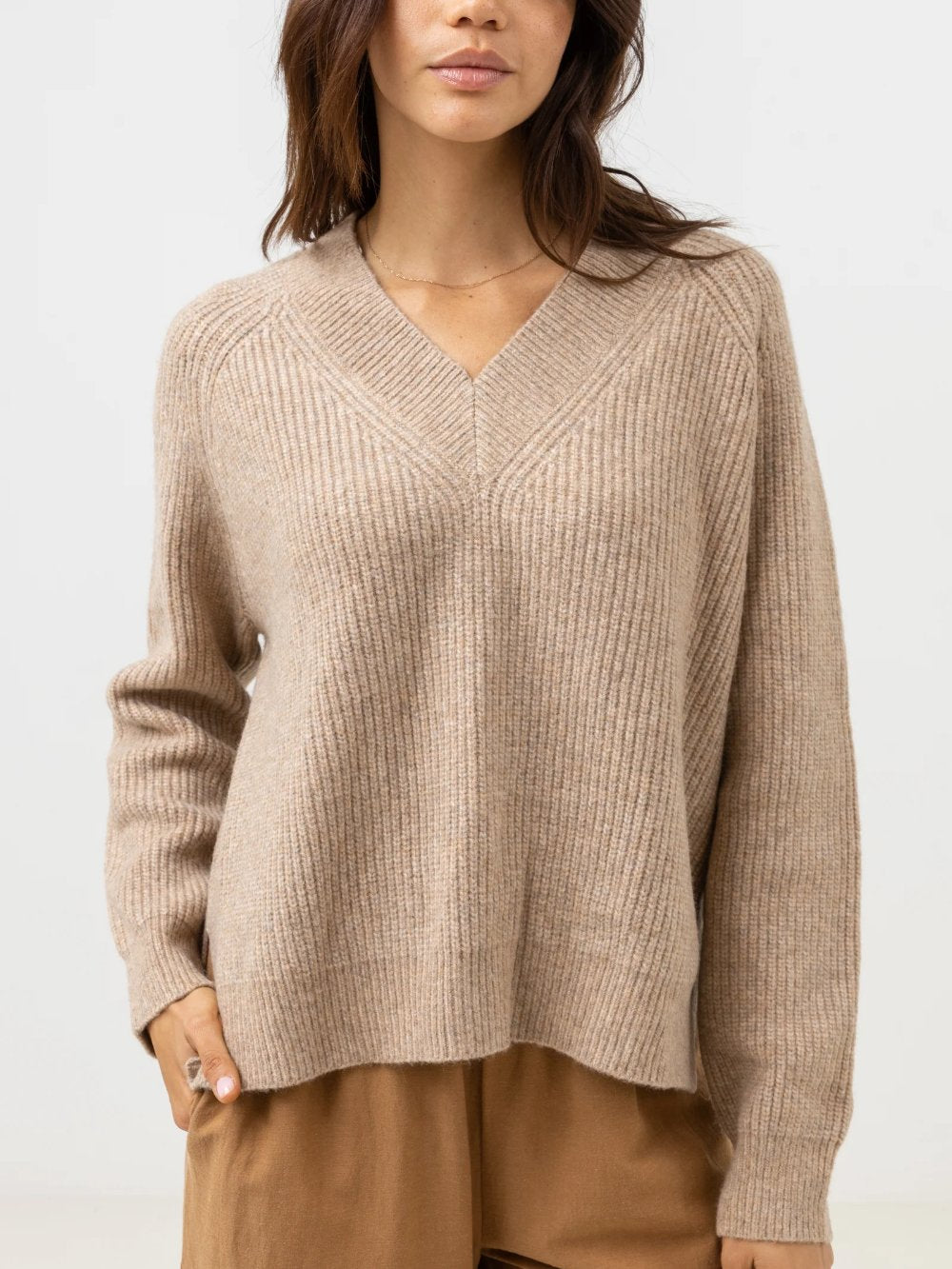 RHYTHM SLOANE V NECK SWEATER OATMEAL