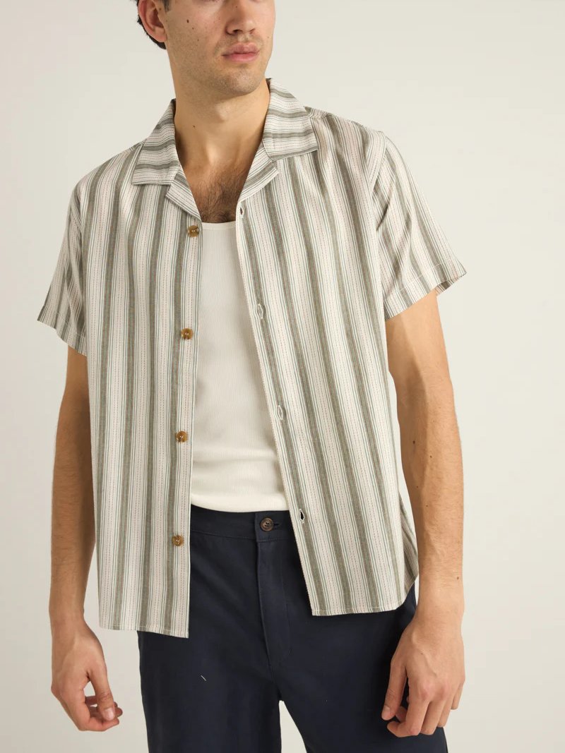 RHYTHM VACATION STRIPE SHIRT FERN