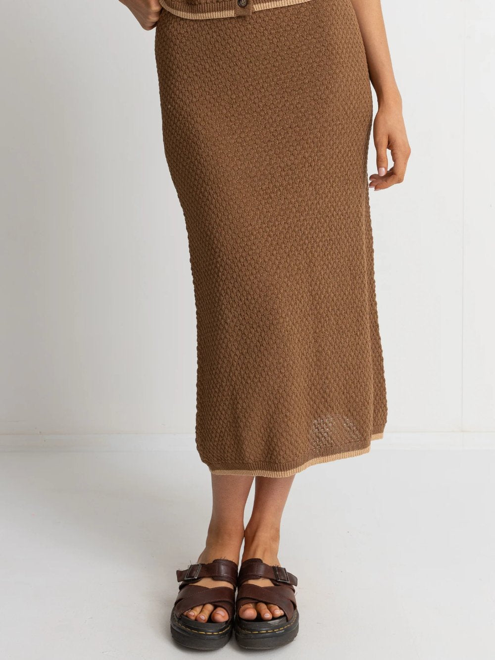 RHYTHM JONI KNIT MAXI SKIRT CHOCOLATE