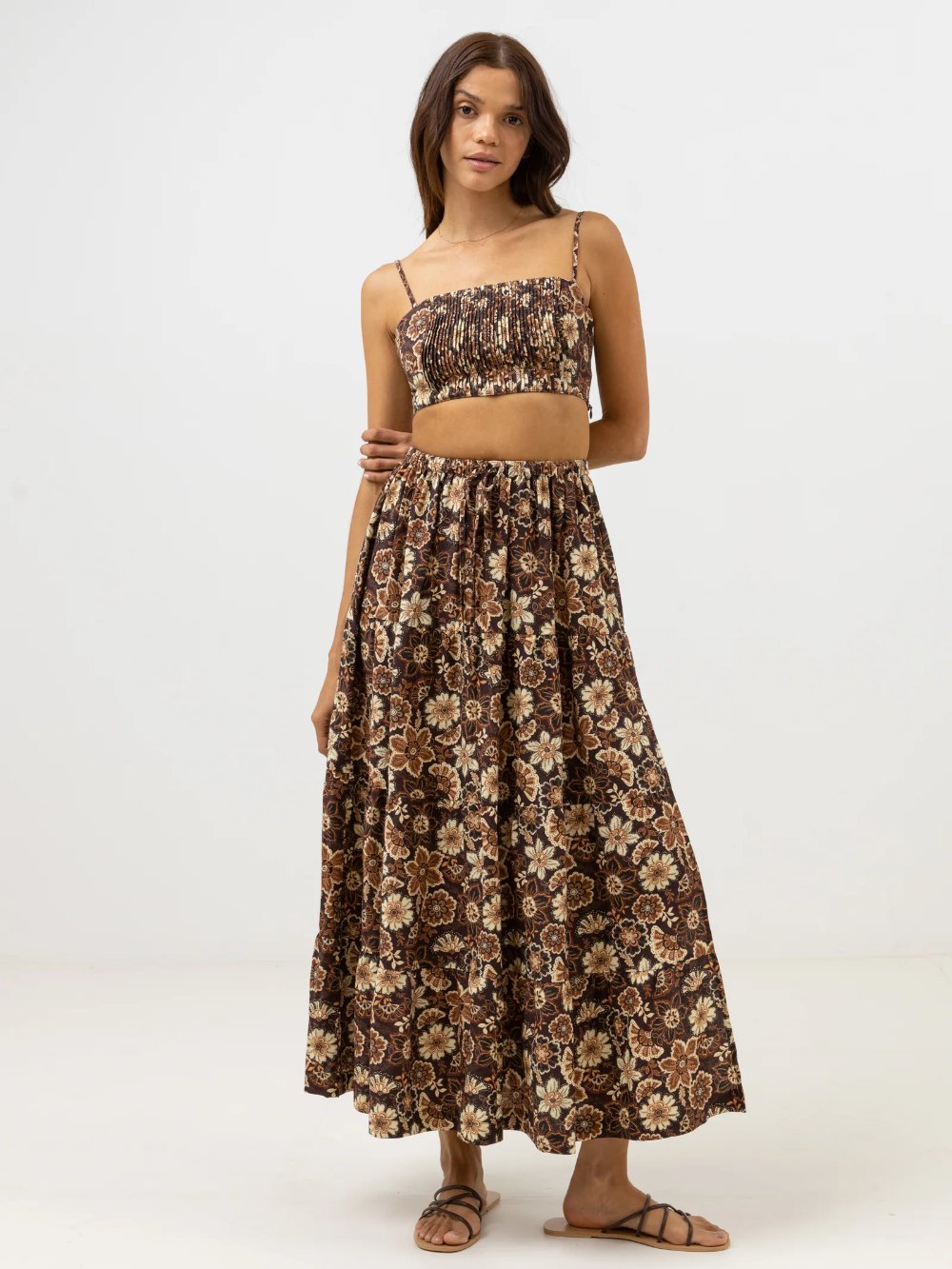 RHYTHM CANTABRIA FLORAL CROP TOP BROWN
