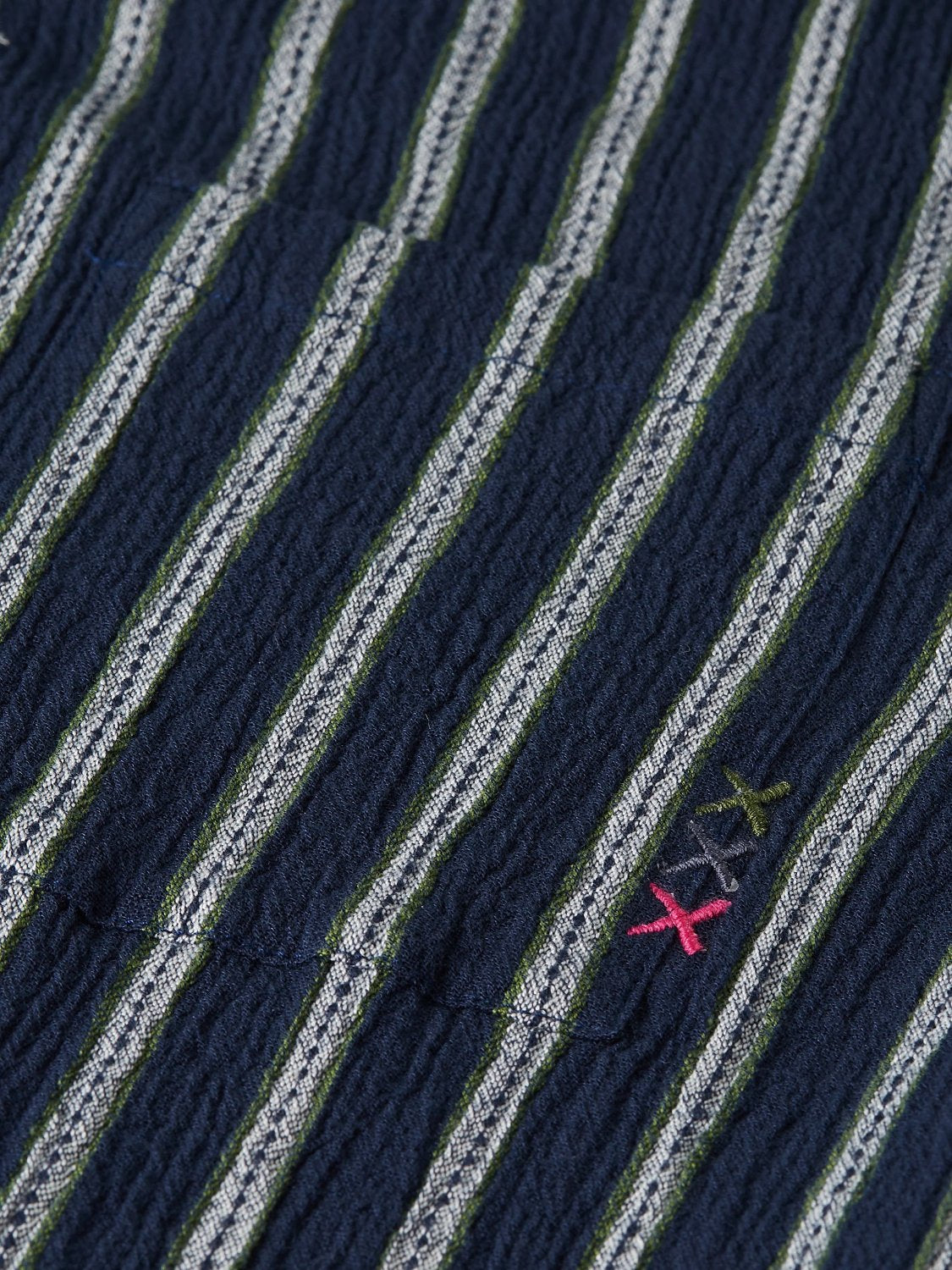 S&S STRIPED CRINKLE STRUCTURE REGULAR FIT SHIRT GARDEN GREEN STRIPE