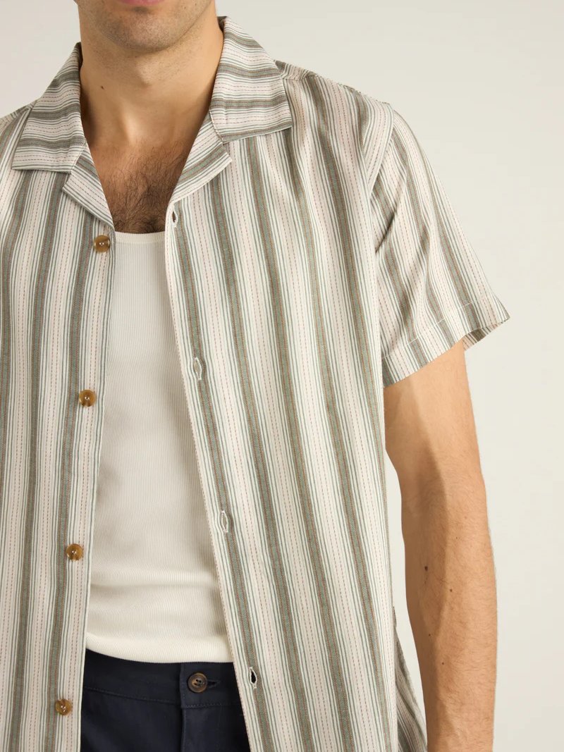 RHYTHM VACATION STRIPE SHIRT FERN