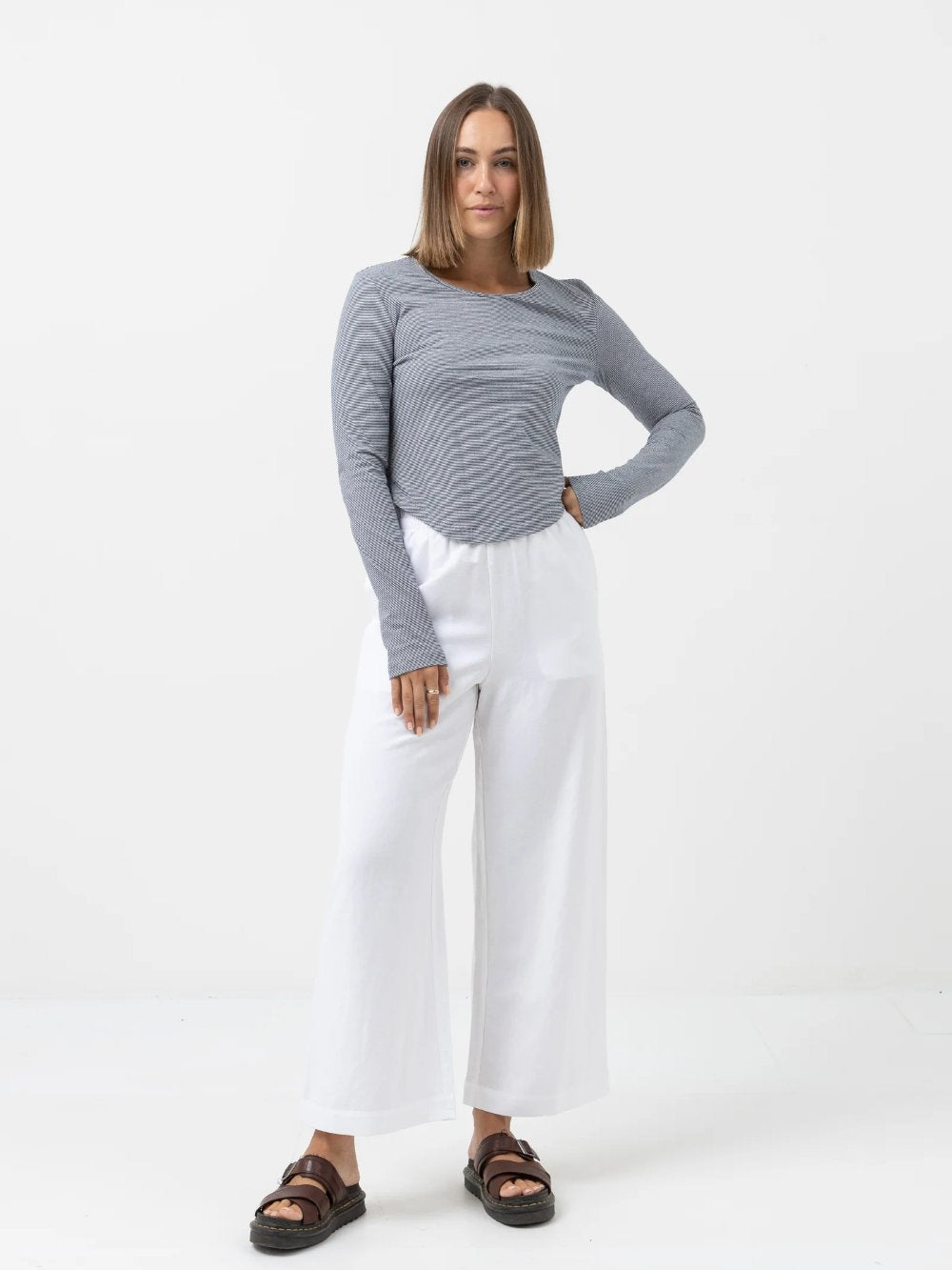 RHYTHM WINONA L/S NAVY STRIPE