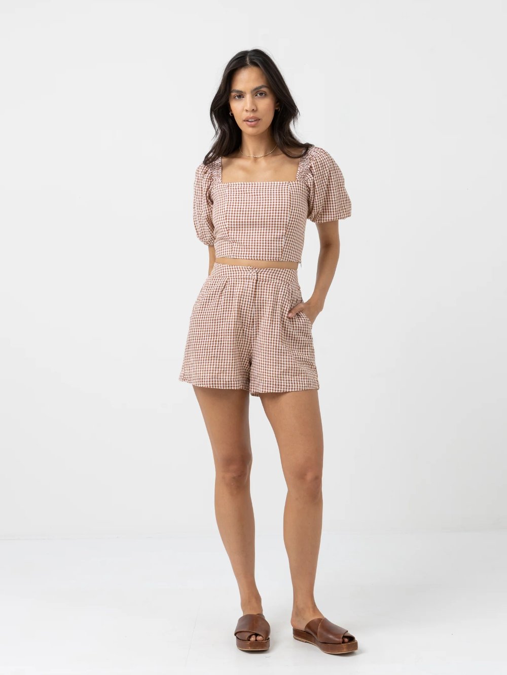 RHYTHM LOLA CHECK SHORT CLAY