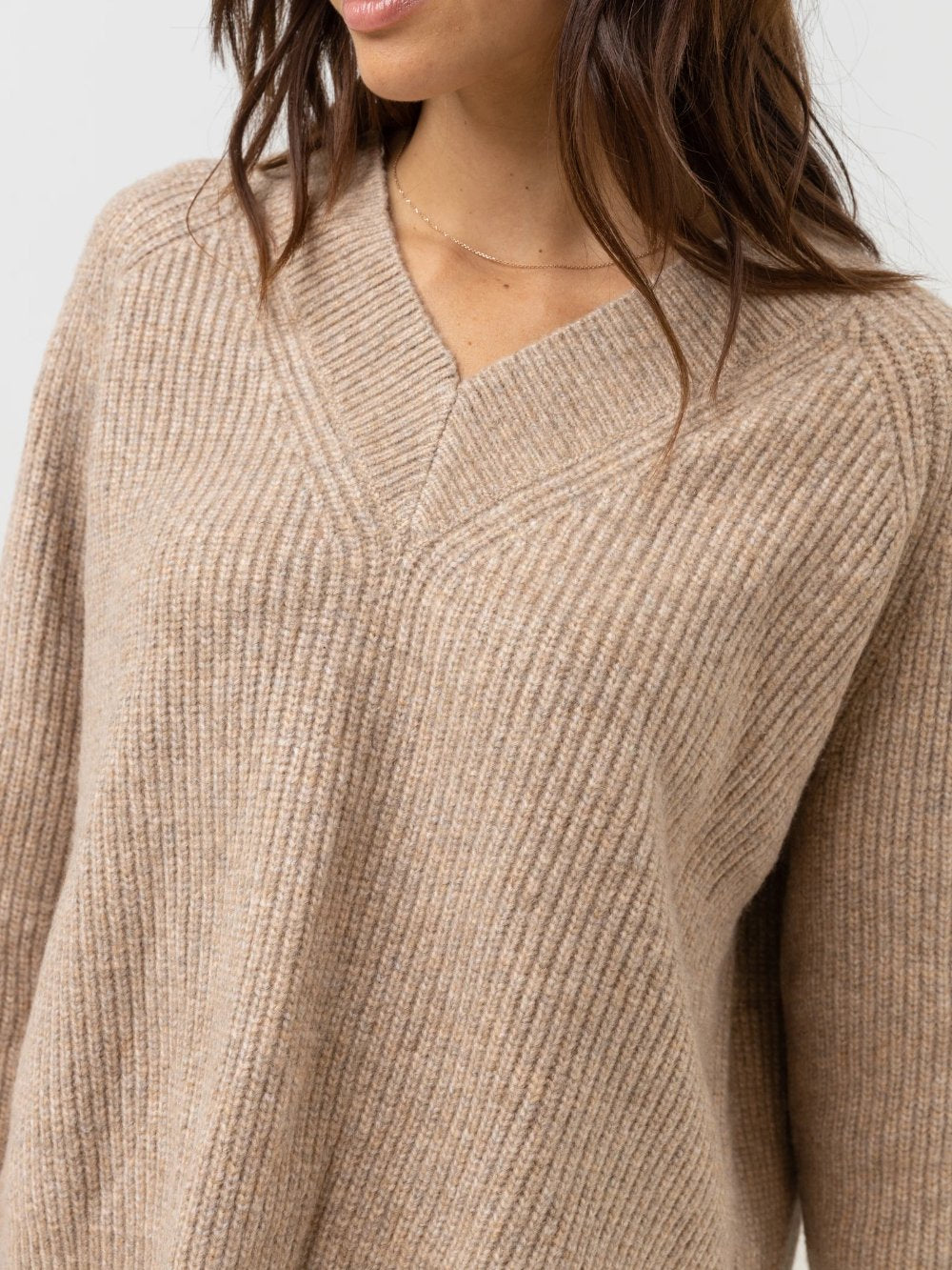 RHYTHM SLOANE V NECK SWEATER OATMEAL
