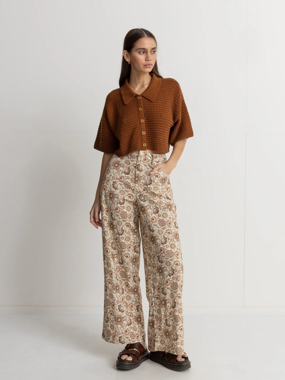 RHYTHM RAYA PAISLEY WIDE LEG PANT NATURAL