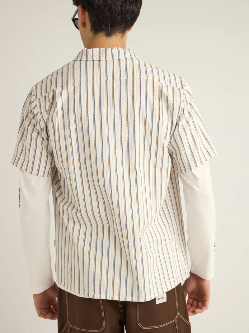 RHYTHM SEERSUCKER STRIPE SHORT SLEEVE SHIRT WHITE