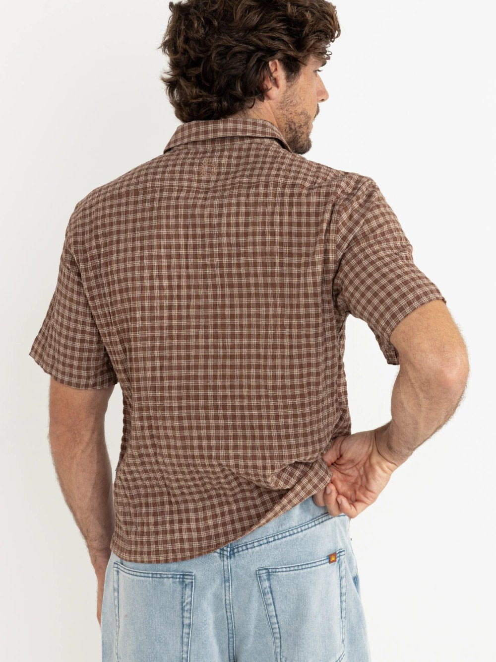 RHYTHM CROSS CHECK CROP SHIRT BROWN