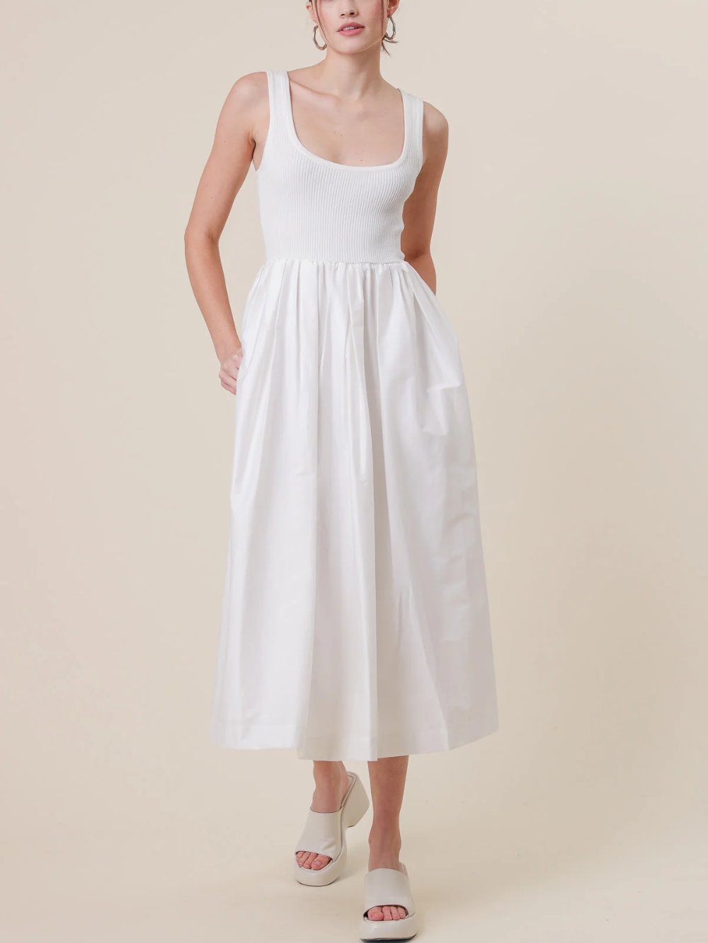 LINE & DOT RIKA COMBO DRESS IVORY 