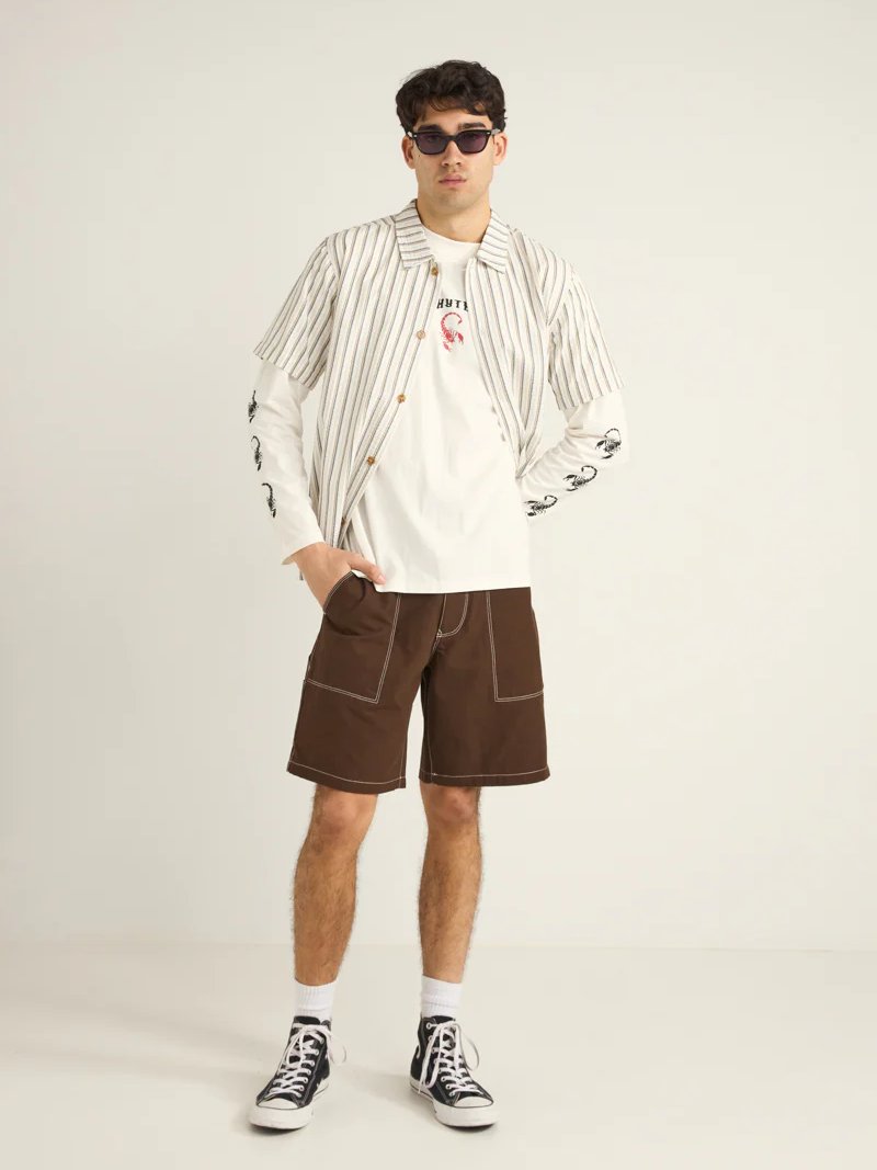 RHYTHM SEERSUCKER STRIPE SHORT SLEEVE SHIRT WHITE