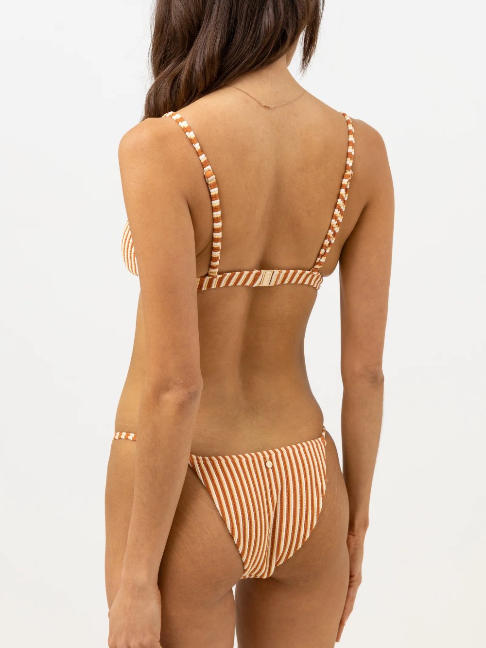 RHYTHM SUNBATHER STRIPE BRALETTE TOP CHOCOLATE