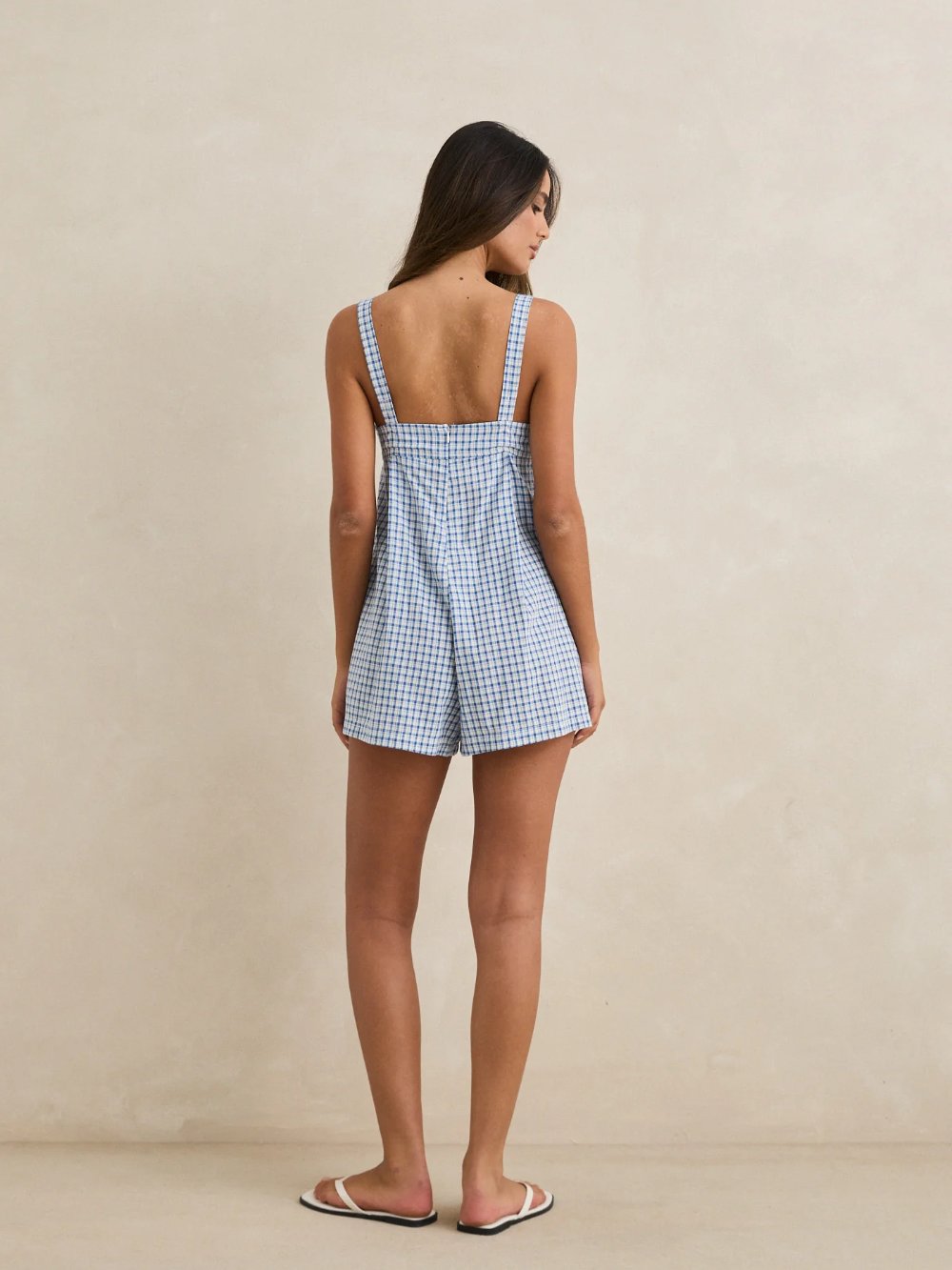 RHYTHM LOLA CHECK ROMPER BLUE