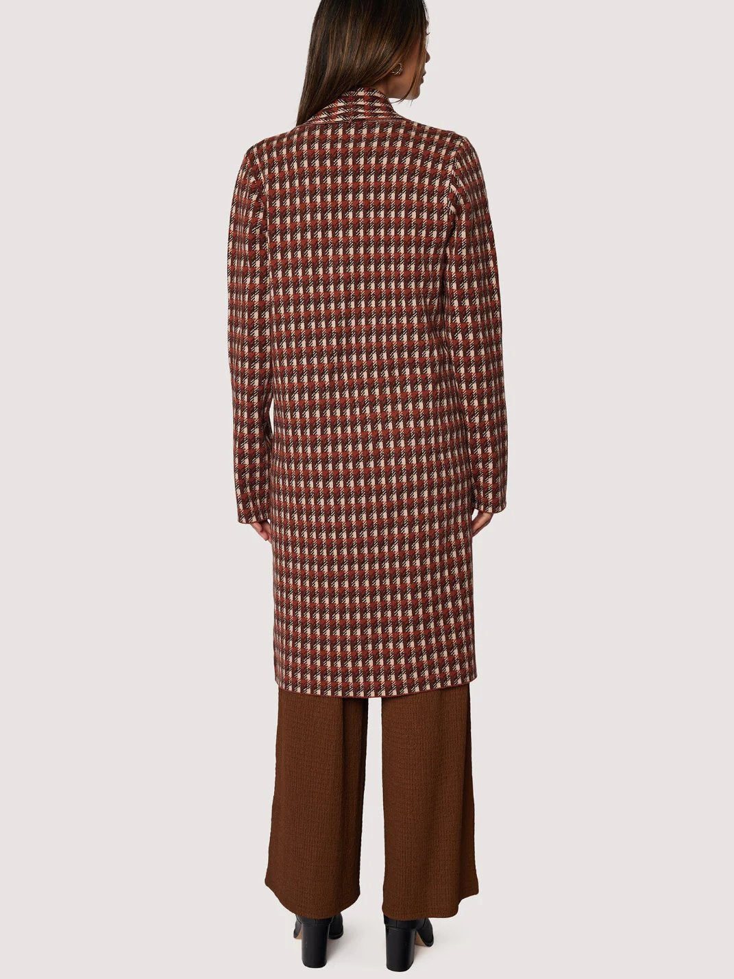 LOST + WANDER LORENZA CARDIGAN RUST BROWN PLAID