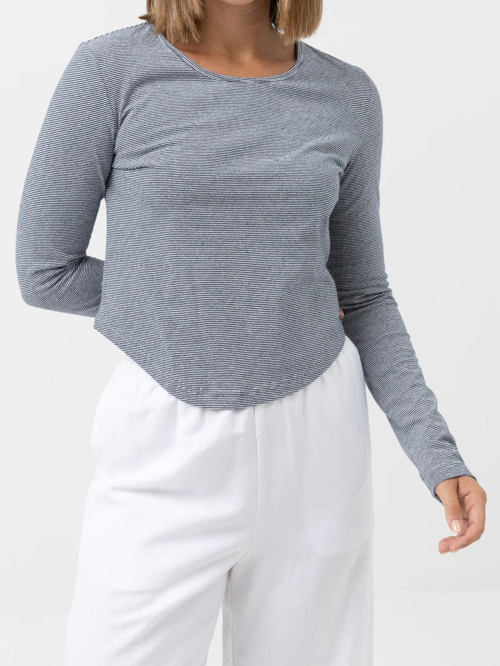RHYTHM WINONA L/S NAVY STRIPE