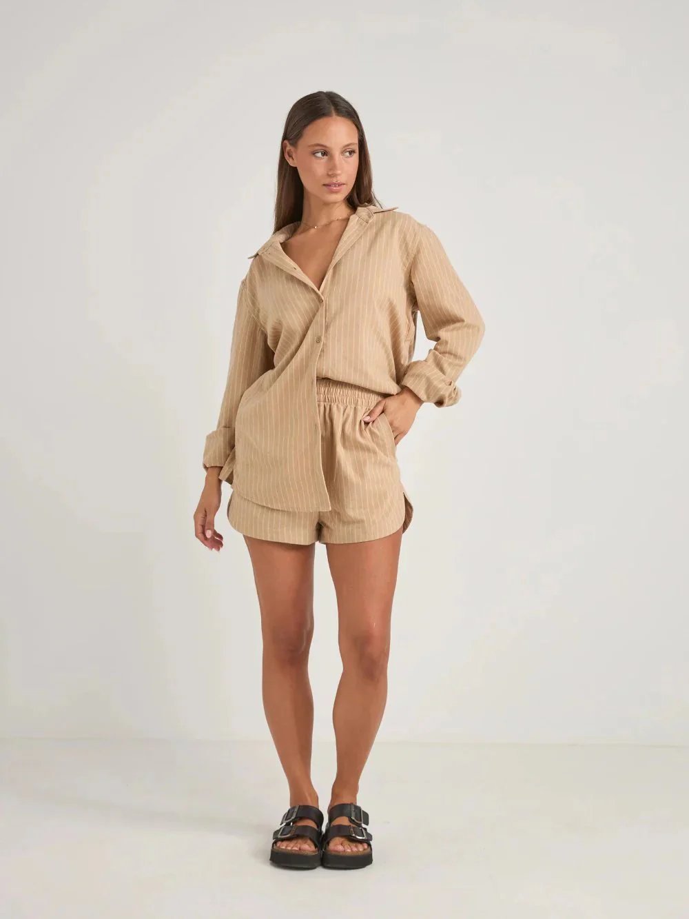 RHYTHM BYRON STRIPED SHIRT NATURAL