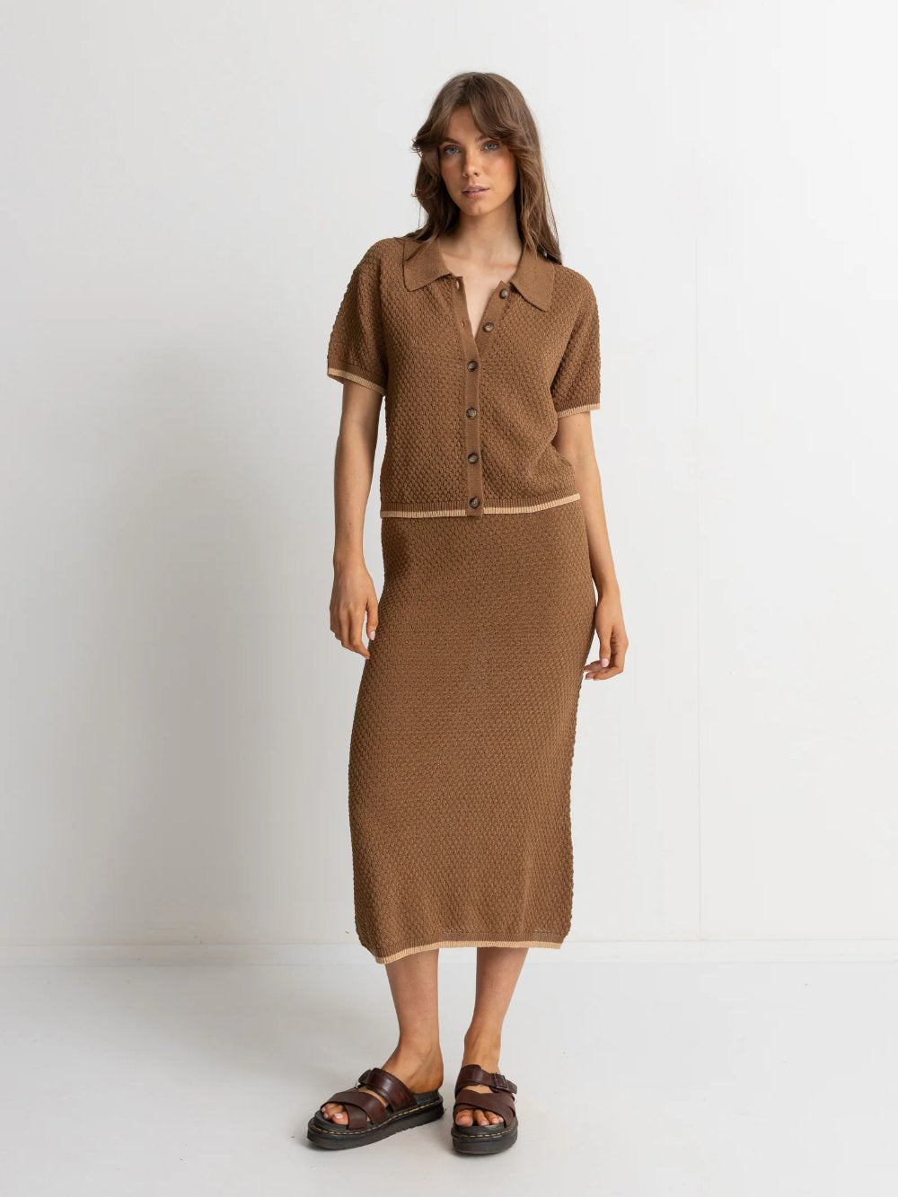 RHYTHM JONI KNIT MAXI SKIRT CHOCOLATE