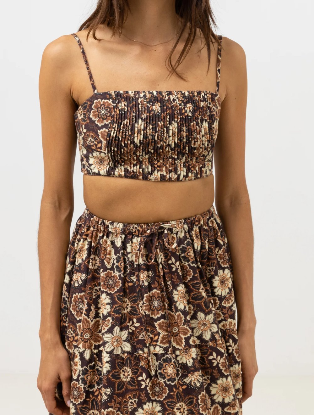 RHYTHM CANTABRIA FLORAL CROP TOP BROWN