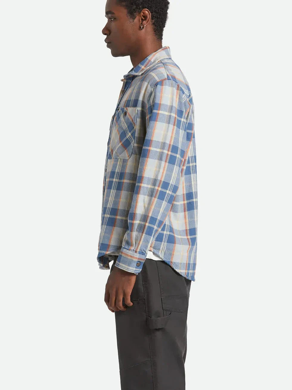 BRIXTON VINTAGE WASH FLANNEL BLUE/ORANGE