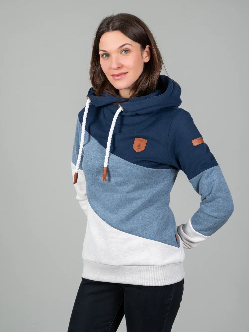 WANAKOME SELENE PULLOVER HOODED SWEATSHIRT NAVY/OXFORD BLUE