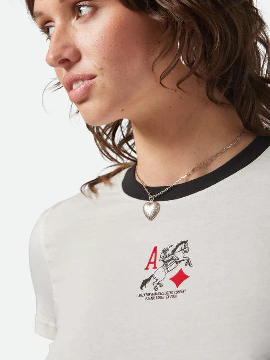 BRIXTON ACES FITTED CREW T-SHIRT OFF WHITE/BLACK