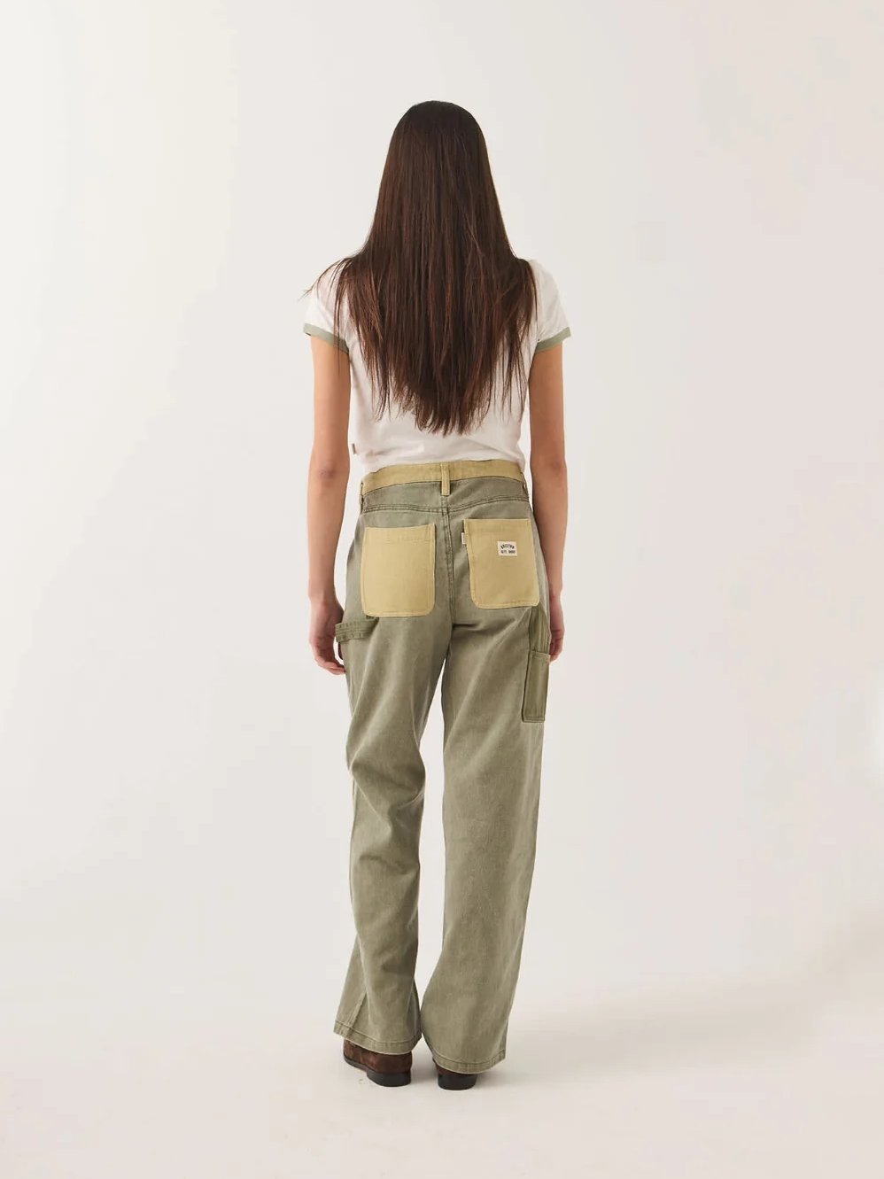 BRIXTON ESSEX PATCHWORK PAINTER PANT VINTAGE OLIVE