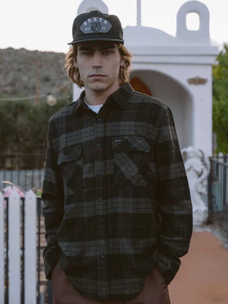 BRIXTON BOWERY L/S FLANNEL BLACK/CHARCOAL