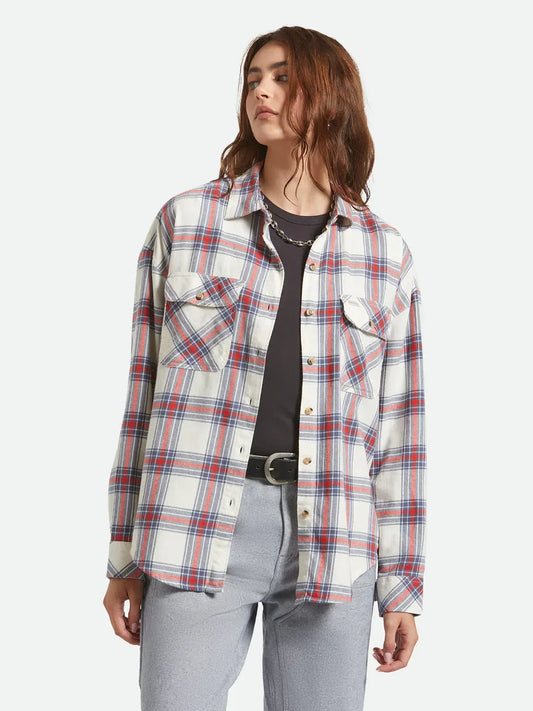 BRIXTON BOWERY VINTAGE OVERSHIRT OFF WHITE/BERRING SEA