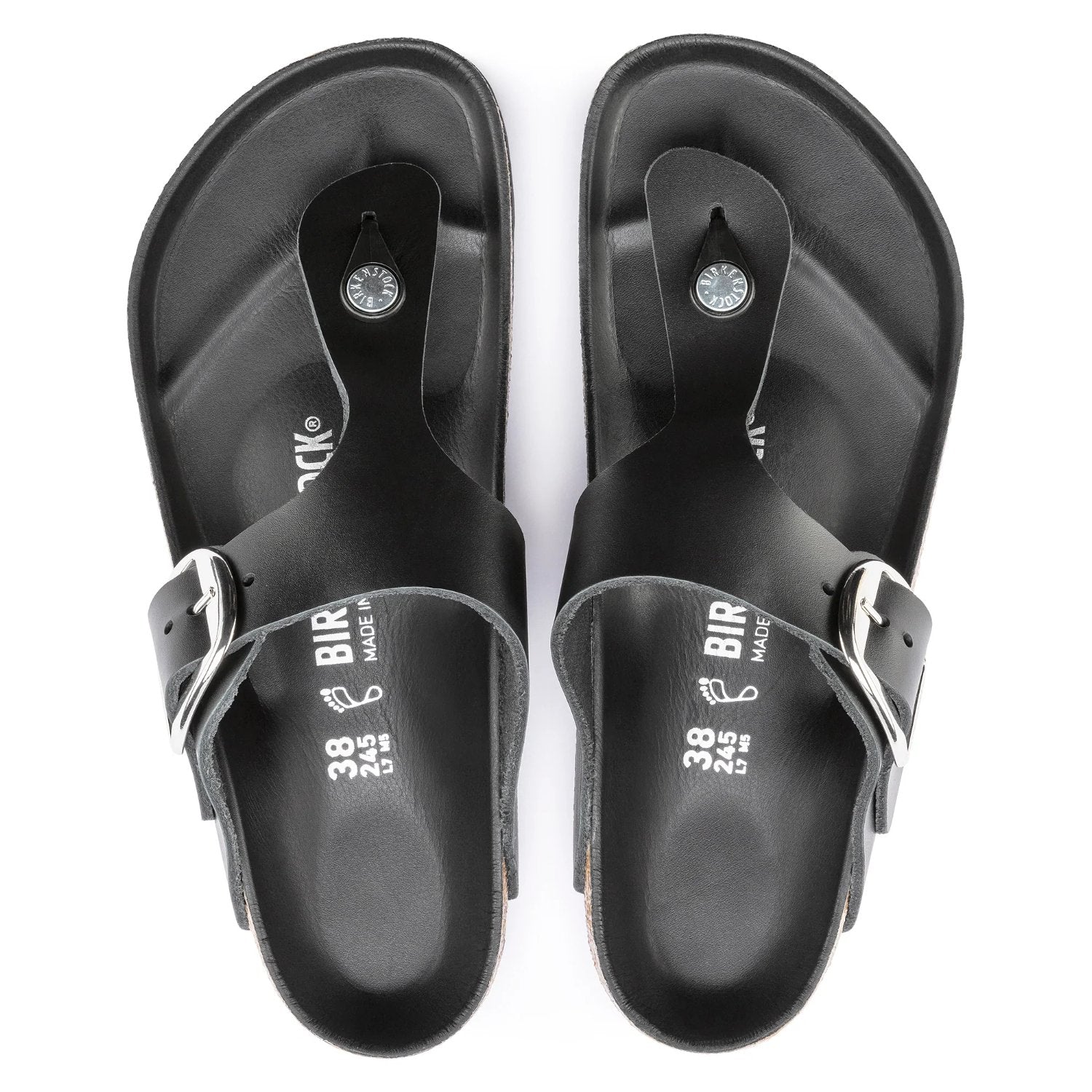 BIRKENSTOCK GIZEH BIG BUCKLE BLACK OIL LEATHER