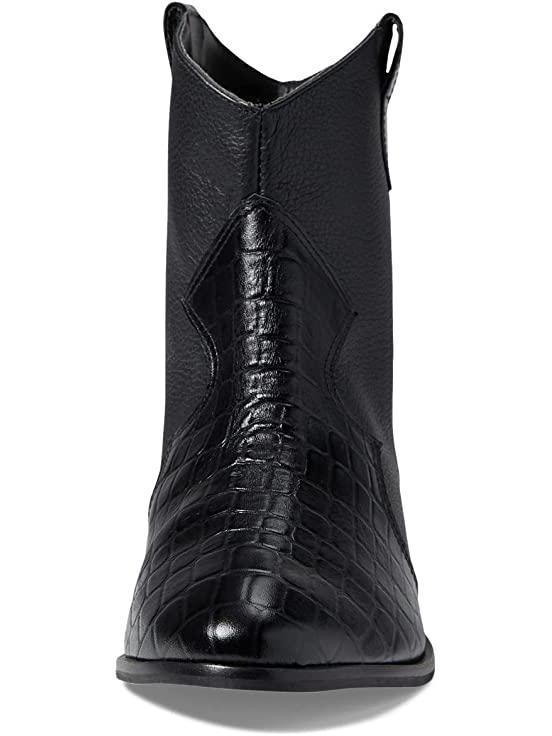 KAANAS NEWCASTLE CROC-EMBOSSED BOOTIE BLACK