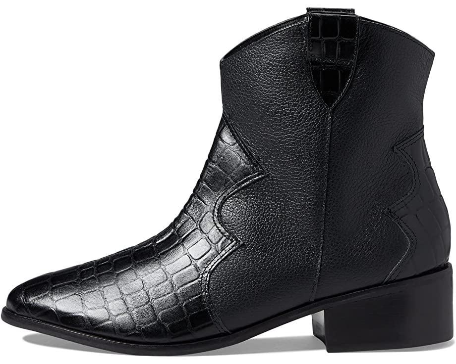 KAANAS NEWCASTLE CROC-EMBOSSED BOOTIE BLACK