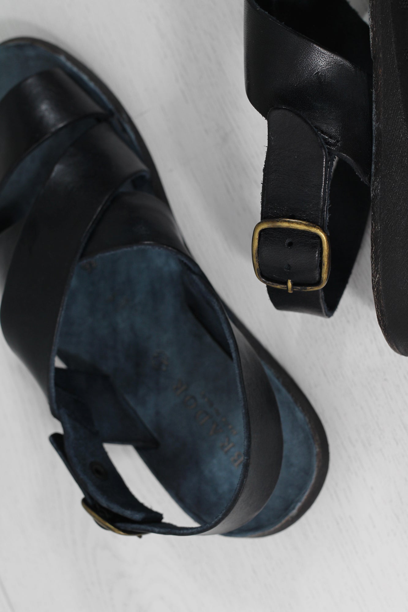 WOMENS ROME BLACK LEATHER SANDALS