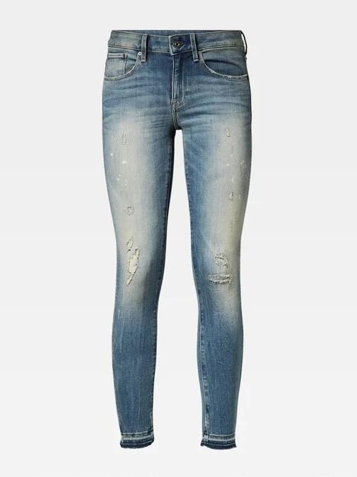ANTIC FADED RIPPED MARINE 3301 MID SKINNY ANKLE JEANS