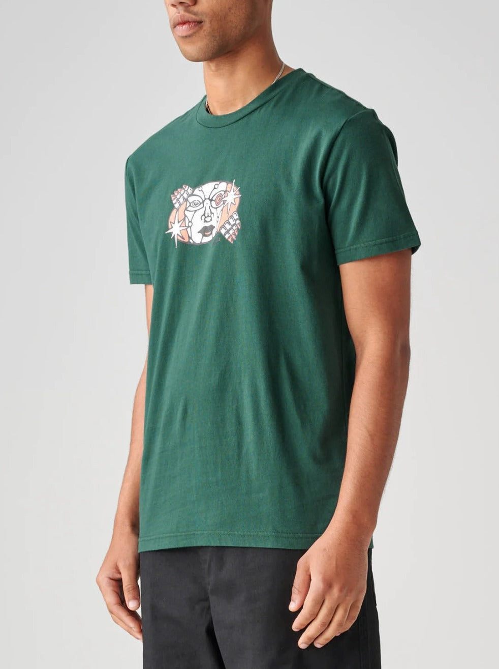 GLOBE PEEKING OUT T-SHIRT NIGHT GREEN