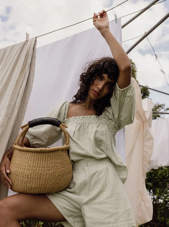 RHYTHM MAISY CHECK TOP SAGE