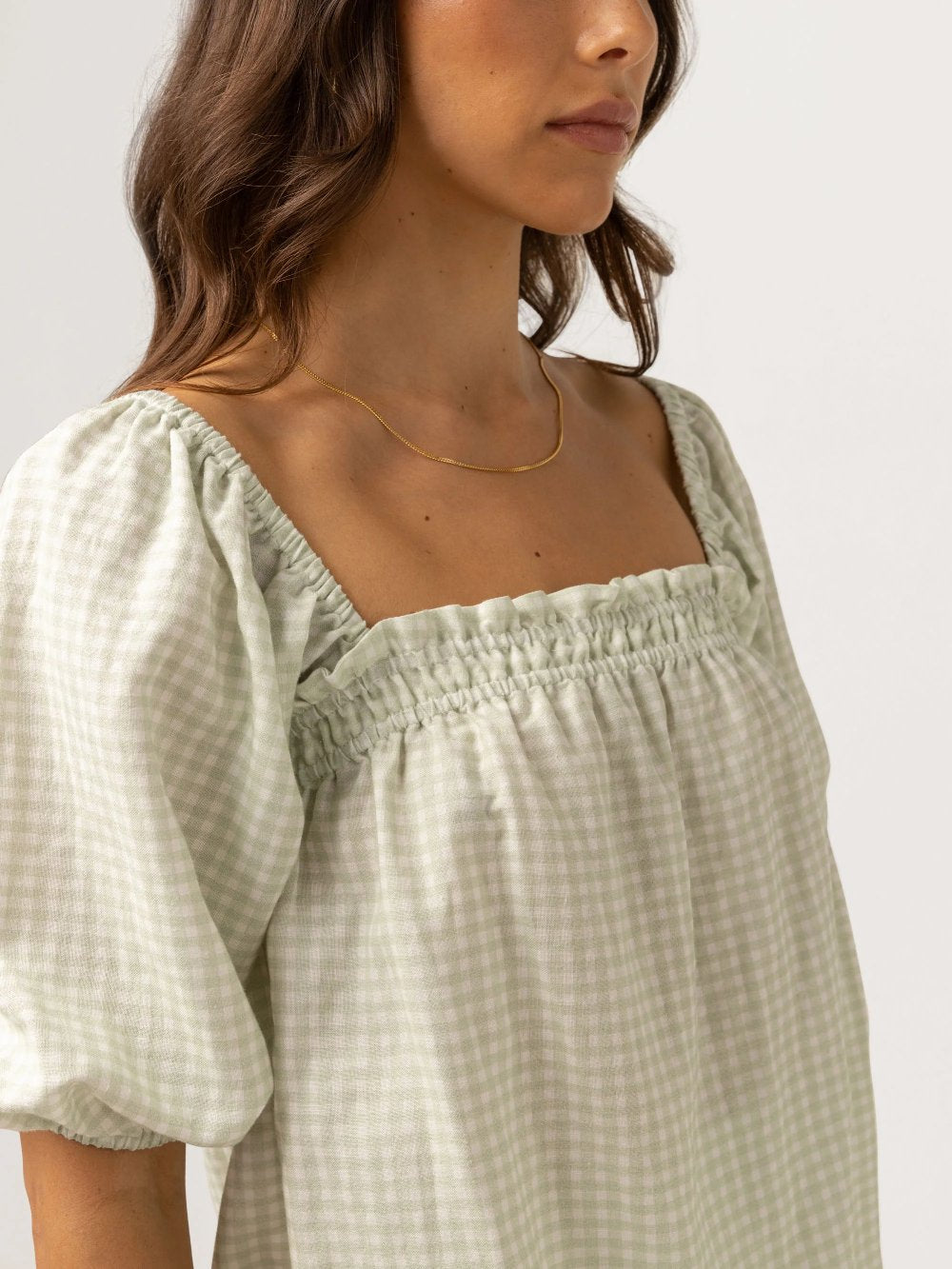 RHYTHM MAISY CHECK TOP SAGE