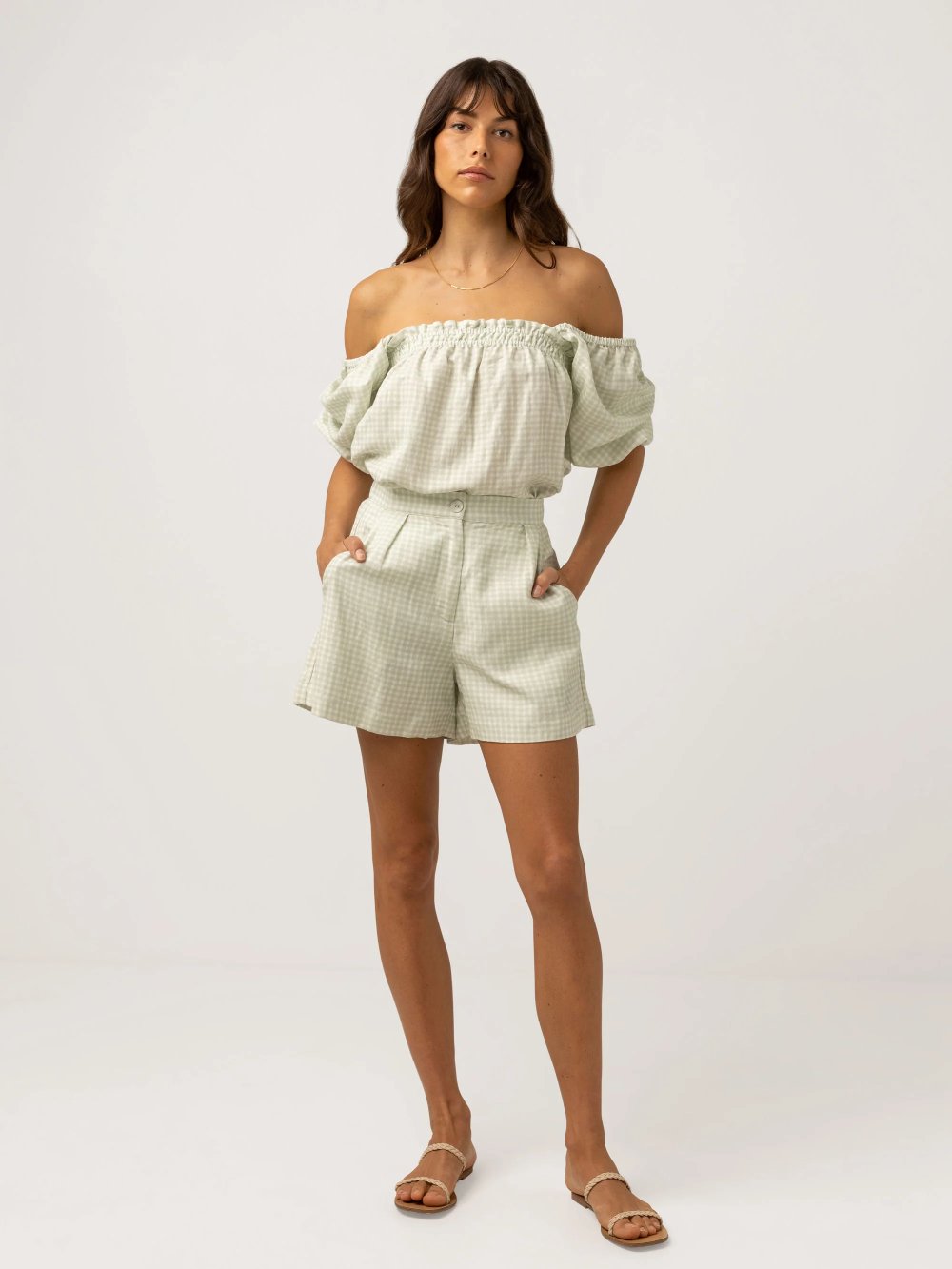 RHYTHM MAISY CHECK SHORT SAGE