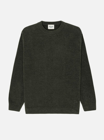 KUWALLA TEXTURED KNIT CREW SWEATER OLIVE