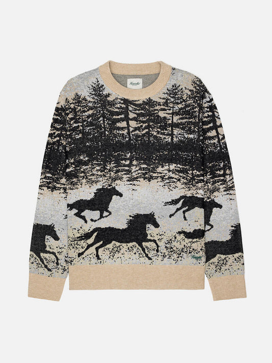 KUWALLA JACQUARD KNIT SWEATER WILD STALLION