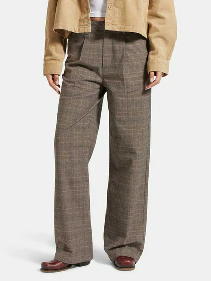 BRIXTON LUDLOW TROUSER PANT BROWN/CREAM HOUNDSTOOTH