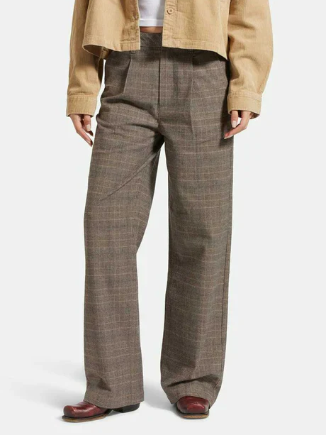 BRIXTON LUDLOW TROUSER PANT BROWN/CREAM HOUNDSTOOTH