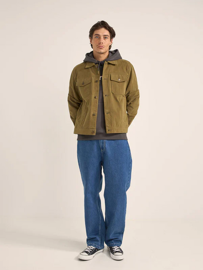 RHYTHM BRUSHED TWILL TRUCKER JACKET OLIVE