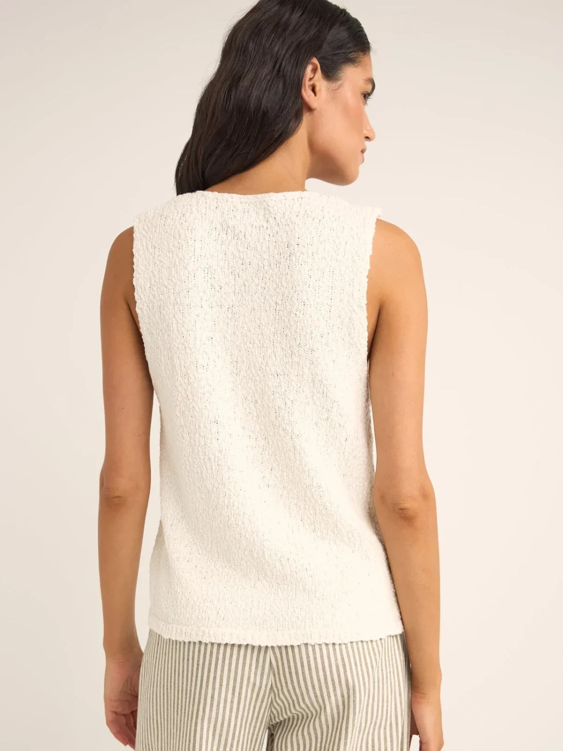 RHYTHM ADELE LONGLINE KNIT VEST WHITE BACK